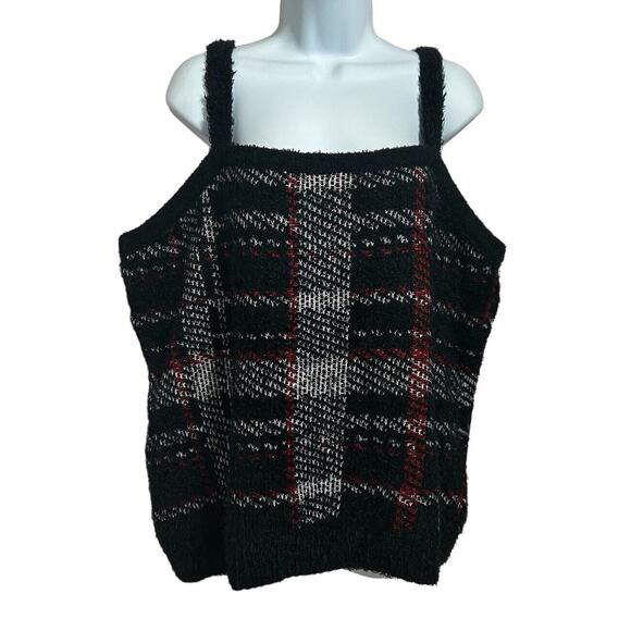 Lane Bryant Classic Plaid Jacquard Tank Sweater Sz 18/20 (2X) Square Neck Top - Picture 4 of 8